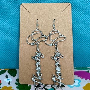 Silver Howdy Earrings | Western Cowgirl Statement Jewelry | Nickel-Free Cowboy Hat Earrings | Tabi’s Teenies