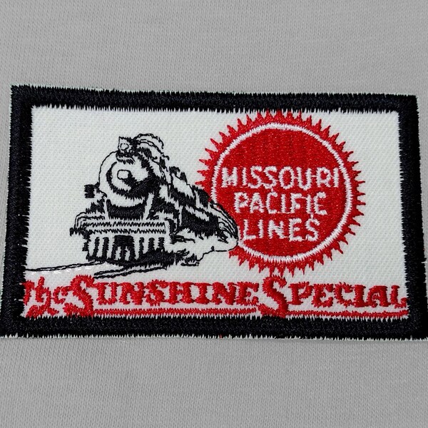 Parche vintage de Missouri Pacific Lines de 3,25", coleccionable especial Sunshine de Mo Pac Railroad, recuerdo de MoPac, recuerdos de trenes, locomotora