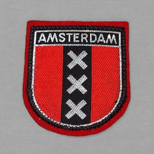 Vintage Amsterdam Flag Patch 2.5&quot;, The Netherlands Souvenir, Dutch Travel Collectible, Woven Emblem, Felt Patches