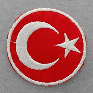 Shabby Used Turkish Flag Patch 2.6", Türkiye Turkey Souvenir, Al Bayrak Emblem, Istanbul, Ankara, Ephesus, White Star Crescent
