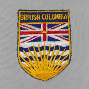 Used Vintage British Columbia Flag Patch 2.75", Provincial Souvenir Applique, Canada Travel Collectible, Canadian Province, Vancouver