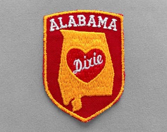 Used Vintage Alabama Souvenir Patch 2.75", Heart of Dixie Travel Memorabilia, Birmingham Mobile Huntsville Tuscaloosa Montgomery