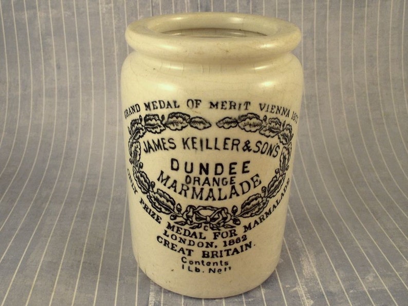 Vintage Dundee Marmalade Jar Crock Stoneware James Keiller Etsy