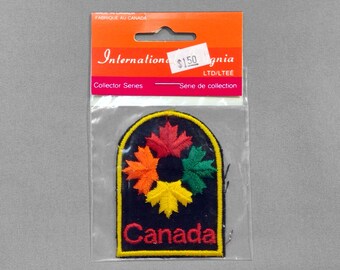 Used Vintage Canada Souvenir Patch 2.6", Canadian Maple Leaf Emblem, Multi Color Leaves