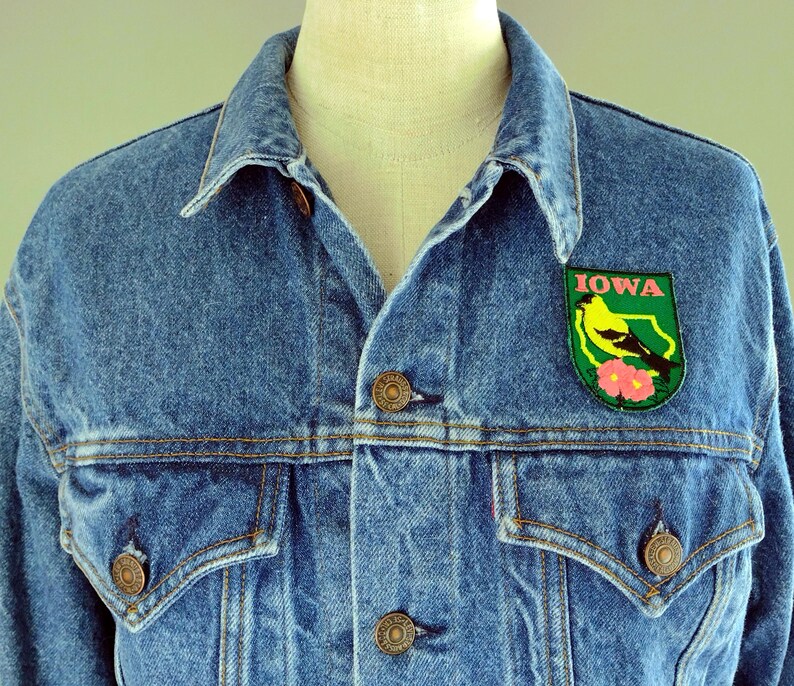 Used Vintage Iowa Patch 2.6", Embroidered Wild Rose, American Goldfinch, State Travel Souvenir, Des Moines, Cedar Rapids image 5