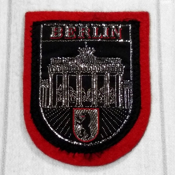 Vintage Berlin Patch 2.75"+, Woven on Felt, Brandenburg Gate Souvenir, East and West Germany Travel, German Collectible