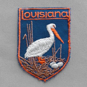 Used Vintage Louisiana Patch 2.75", NOLA Travel Souvenir, Pelican State Bird Collectible, Bayou Memorabilia, New Orleans Baton Rouge