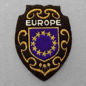Used Vintage European Union Patch 3.1&quot;, Europe Flag Souvenir, EU Collectible Memorabilia, Shield Crest Emblem
