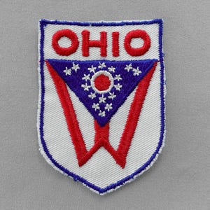 Used Vintage Ohio Travel Patch 2.75", Embroidered State Flag, Cleveland Souvenir, Toledo Collectible, Cincinnati Memorabilia