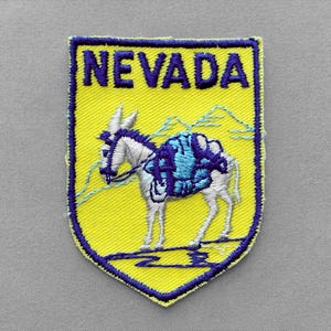 Used Vintage Nevada Patch 2.75", Pack Mule Burro Donkey, Las Vegas Souvenir, Silver State Collectible, Carson City Travel, Reno Memorabilia