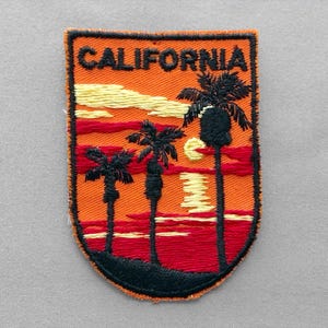 Used Vintage California Patch 2.75", Los Angeles Souvenir, Embroidered Palm Trees Sunset