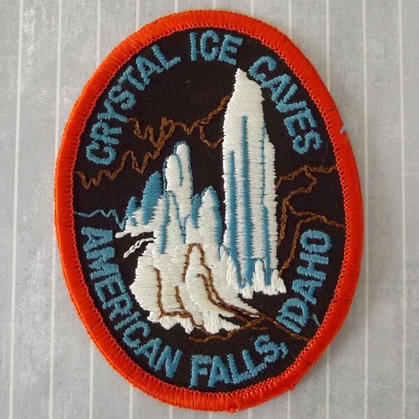 Large Vintage 4" SEW ON Crystal Ice Caves Patch American Falls Idaho Patch Idaho Travel Patch Collectible Idaho Souvenir Memorabilia
