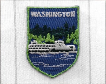 Used Vintage Washington Patch 2.75", State Ferries Souvenir, Ferry Boat Collectible, Pacific Northwest Travel, Seattle, Bainbridge Island