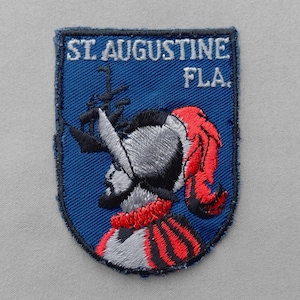 Used Vintage St Augustine Patch 2.6", Florida Souvenir, Pedro Menéndez de Avilés, Sailing Ship, Spanish Explorer