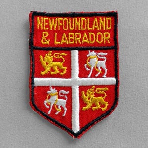Used Vintage Newfoundland and Labrador Patch 2.75", Provincial Coat of Arms, St Johns Souvenir, Canada Travel Collectible
