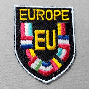 Used Vintage European Union Patch 2.5&quot;, Europe Country Flags, EU Travel Collectible
