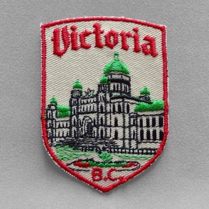 Used Vintage Victoria BC Patch 2.75", Parliament Buildings, British Columbia Canada Travel Memorabilia, Province Souvenir