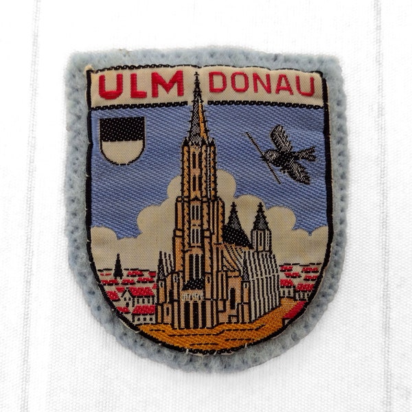 Shabby and Stained Used Vintage Ulm an der Donau Patch 2.6", Minster Church, Ulmer Münster, Germany Souvenir, Baden-Württemberg Collectible