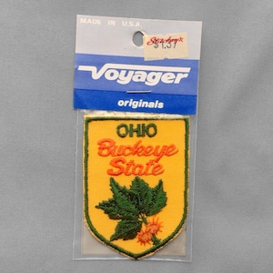 Vintage Ohio Patch 2.75", Buckeye Tree Nut Leaf, State Souvenir, Cleveland Cincinnati Dayton Columbus Sandusky Travel Memorabilia