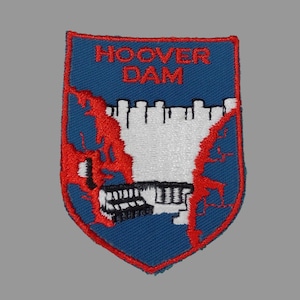 Used Vintage Hoover Dam Patch 2.75&quot;, Nevada Travel Souvenir, 1980s Collectible, Black Canyon, Colorado River, Arizona Memorabilia