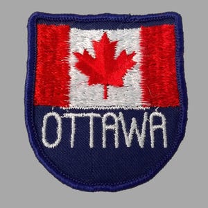 Shabby Used Vintage Ottawa Patch 2.9&quot;, Canada Canadian Flag, Maple Leaf, Ontario Travel Souvenir Memorabilia
