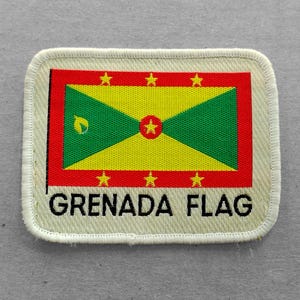 Used Vintage Grenada Flag Patch 3.1", Island Country, West Indies Souvenir, Caribbean Travel Collectible, Windward Islands, Lesser Antilles