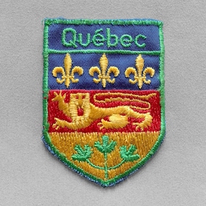 Shabby Used Vintage Quebec Coat of Arms Patch 2.75", Montreal Souvenir, Canada Collectible