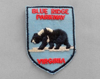 Used Vintage Blue Ridge Parkway Patch 2.75", Black Bear, Virginia North Carolina Travel Souvenir