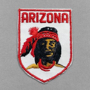 Vintage Arizona Patch 2.75", Tribal Scout or Warrior, Grand Canyon Souvenir, Phoenix Tucson Lake Havasu City Flagstaff Travel