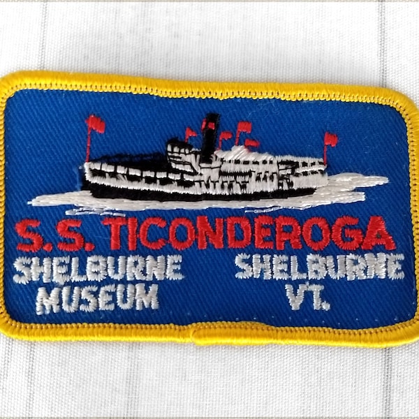 Used Vintage SS Ticonderoga Patch 3.5", Shelburne Museum, Vermont Travel, Steamship Souvenir, Nautical Collectible, Lake Champlain