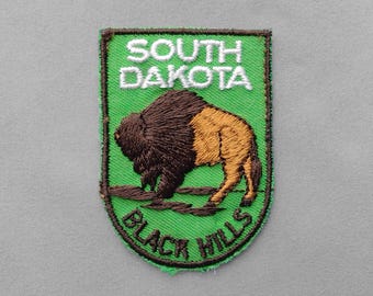 Used Vintage South Dakota Patch 2.75", Black Hills Souvenir, Buffalo Bison, Travel Collectible, National Forest Monument State Park