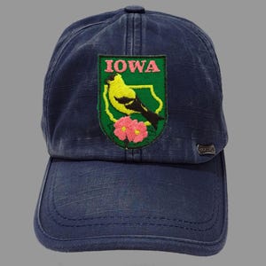 Used Vintage Iowa Patch 2.6", Embroidered Wild Rose, American Goldfinch, State Travel Souvenir, Des Moines, Cedar Rapids image 6