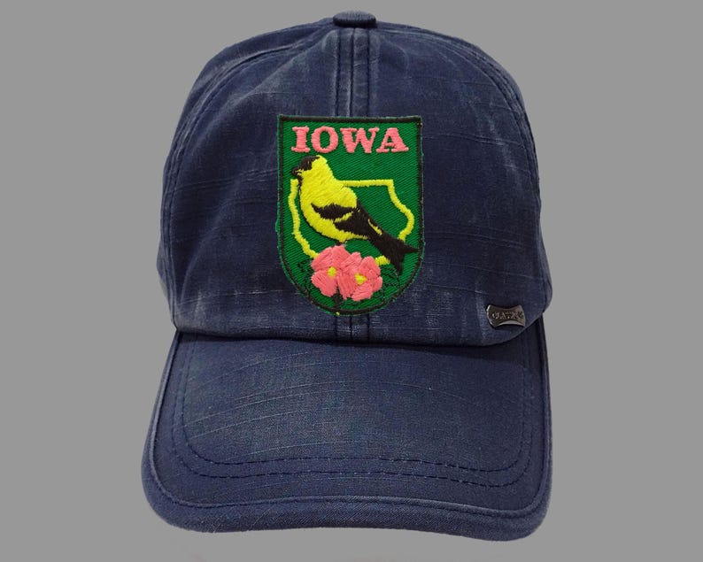 Used Vintage Iowa Patch 2.6", Embroidered Wild Rose, American Goldfinch, State Travel Souvenir, Des Moines, Cedar Rapids image 6