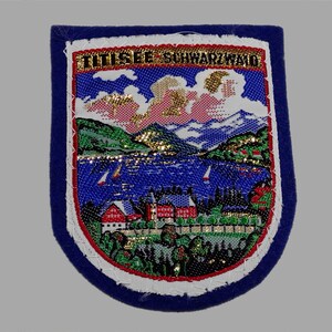 Vintage Titisee Schwarzwald Souvenir Patch 2.75&quot;, Woven on Felt, Black Forest Lake Farmhouses, Germany Travel, Baden-Württemberg Collectible