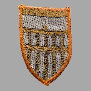 Shabby Used Vintage Segovia Woven Patch 2.5&quot;, Spain Travel Souvenir, City Coat of Arms Collectible, Spanish Tourist Memorabilia