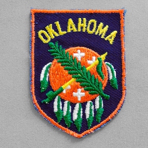 Used or New Vintage Oklahoma Patch 2.75", State Flag, Osage Battle Shield, Midwest Collectible, Tulsa Travel Souvenir