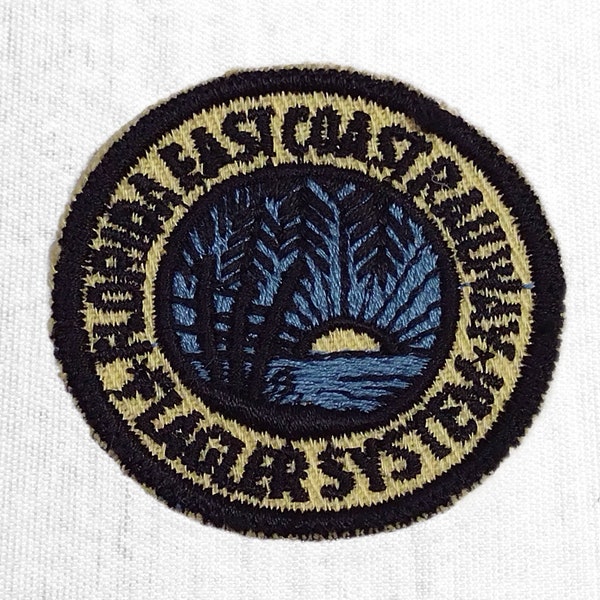 Small Vintage Florida East Coast Railway Flagler System Patch 2.1", Train Collectible, Palm Tree Sunset Applique, FL Railroad