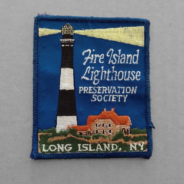 Shabby Used Vintage Fire Island Lighthouse Preservation Society Patch 3.75", Long Island New York, Great South Bay Collectible