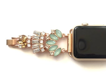 GATSBY Apple Watch band, Rose gold jeweled Apple Watch band, Women's apple watch band, for Apple Watch 38mm 40mm 41mm 42mm 44mm 45mm 49mm