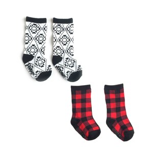 buffalo plaid baby socks
