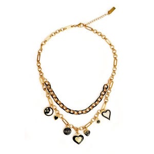 Chunky Gold Multi Layered Chain Necklace, Stainless steel 14k Gold coated, waterproof, hypoallergenic, no fade, Gold Layered charm Necklace