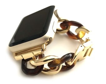 COUTURE Apple Watch Armband 38 mm 40 mm 41 mm 42 mm 45 mm in Schildpattoptik, Gold, Silber & Roségold