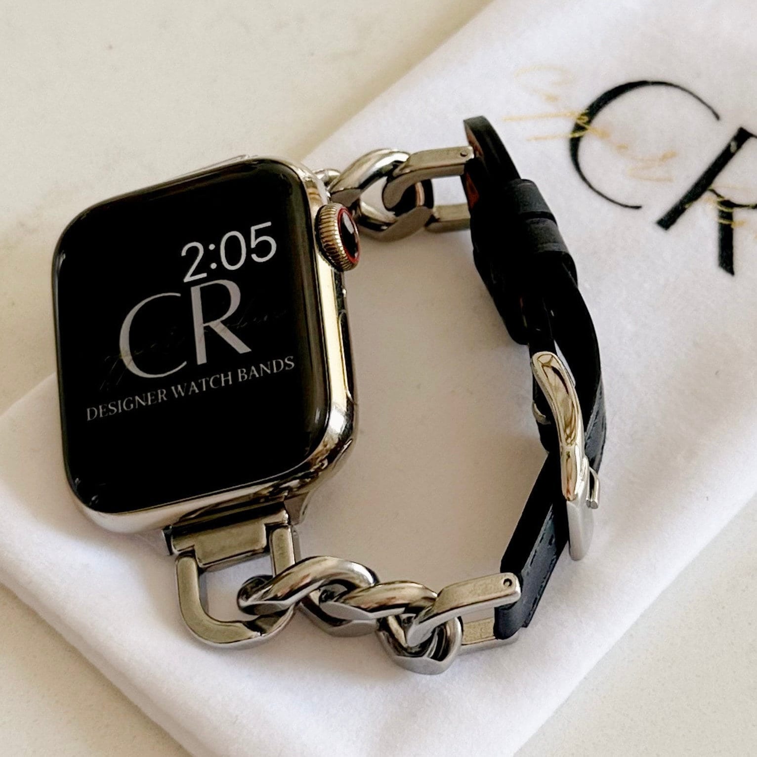 カントリークラブ、チェーン＆レザー製Apple Watchバンド、ゴールド