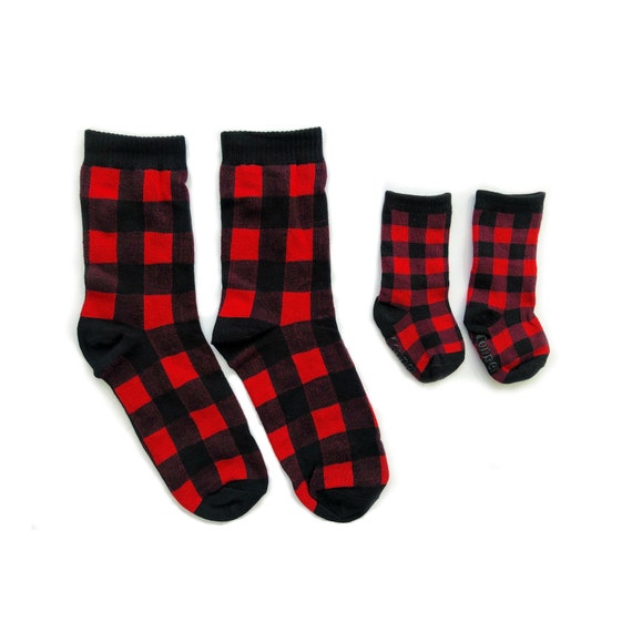 buffalo plaid baby socks
