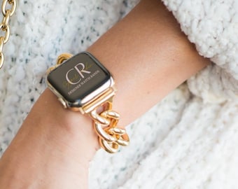 Thick Chain Apple watch band, 38mm 40mm 41mm 42mm 44mm 45mm 46mm Apple Watch Band, women’s Apple Watch band, Gold, Rose Gold, Silver