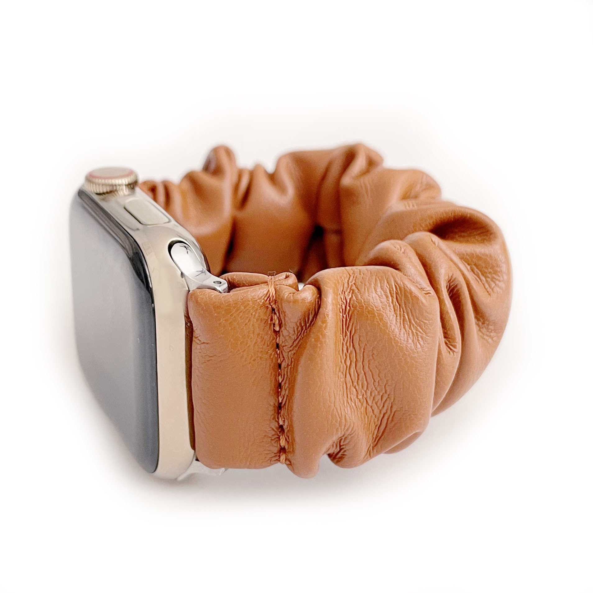 Vegan Leather Scrunchie Fitbit Versa/Sense Watch Band, Adjustable