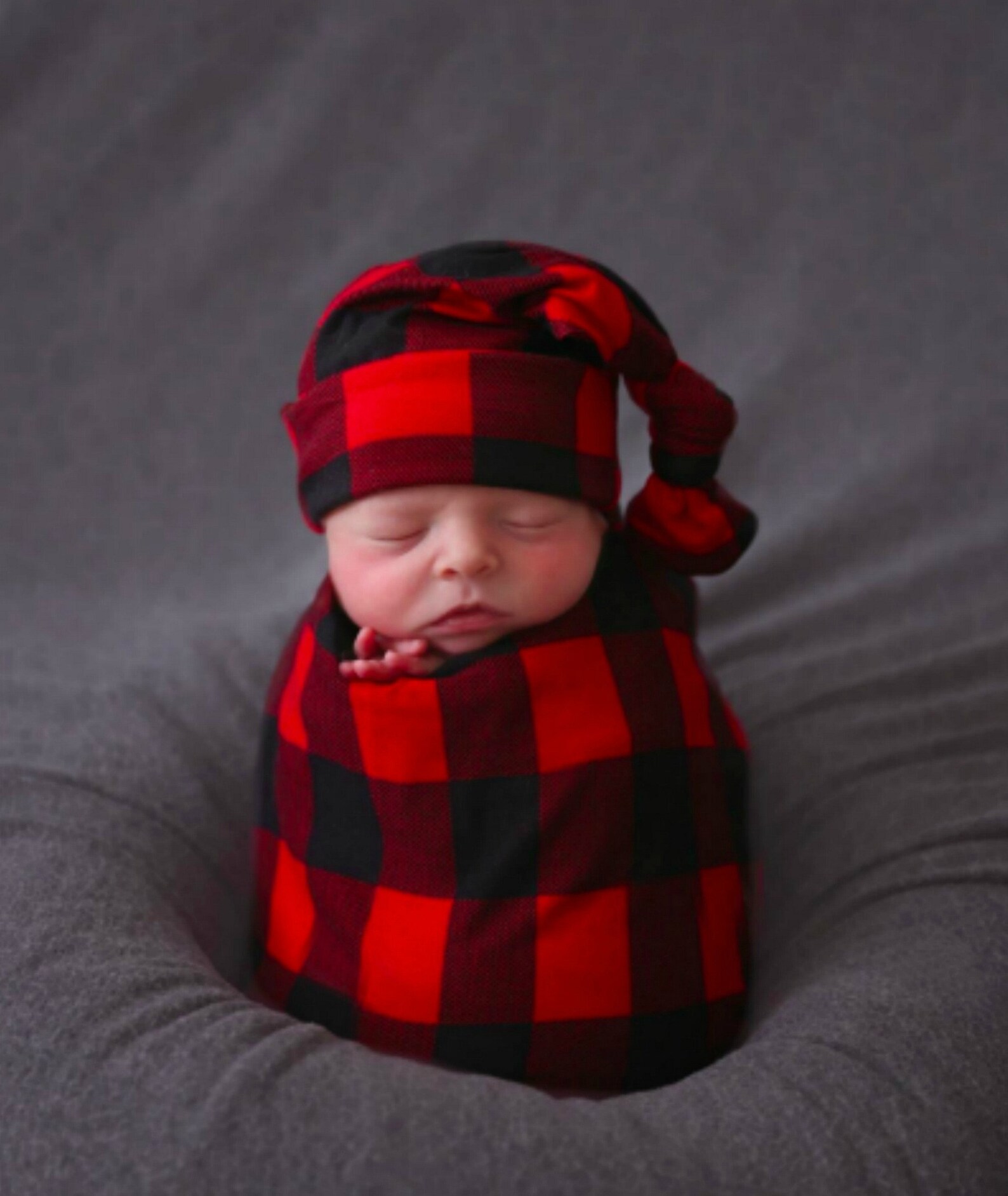 Large Swaddle Blanket Buffalo Plaid Swaddle Set Red and Black Etsy