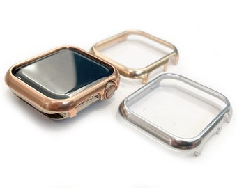 SATIN SHINE Metallabdeckung für Apple Watch in Gold, Silber und Rosegold Aluminium, Schutzhülle für Apple Watch, Rahmen für Apple Watch