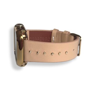 The Celebrity Black leather with gold, silver, rose gold studded for Fitbit Watch Band Versa 1, Versa 2, Versa 3, Sense fitbit watch strap image 10