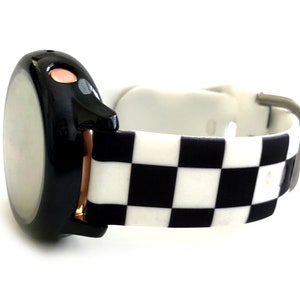 SAMSUNG black and white checkered silicone band for Samsung Galaxy Active 40mm Women Band Gold Galaxy 42mm Samsung Galaxy Active2 40mm 44mm
